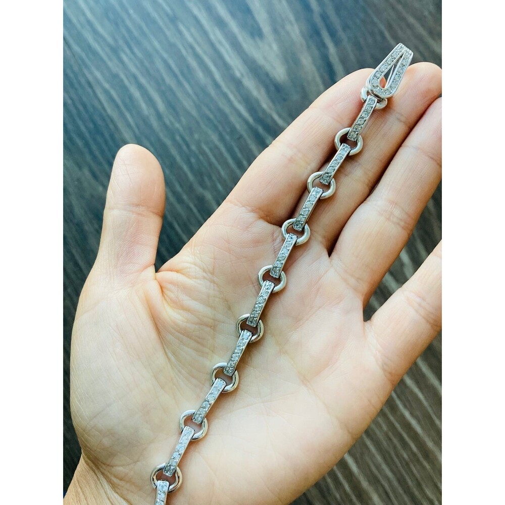 Platinum over 925 silver simulated diamond Bracelet